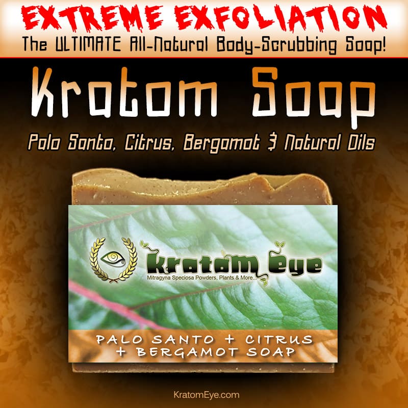 EXTREMELY Exfoliating, Moisturizing, All-Natural Kratom Soap with Palo Santo, Citrus, Bergamot Essences & Natural Oils