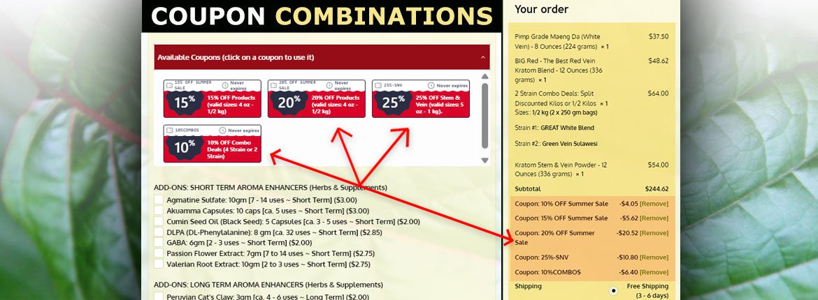 Save More Money on Kratom by Combining Coupons!