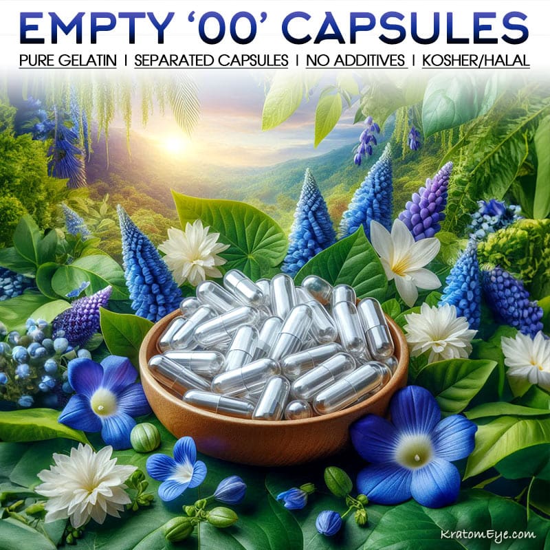 Empty Capsules - 00 Size - Gelatin - No Additives - Kosher & Halal