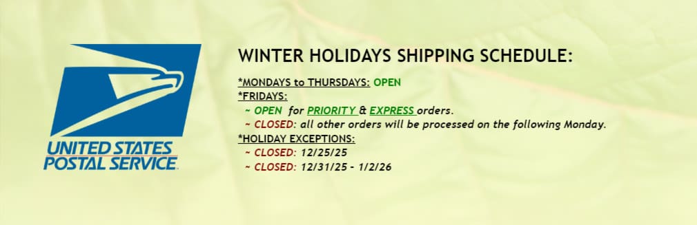 Winter Shipping Schedule